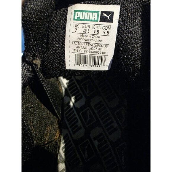 Puma Basket Heart Sneakers Shoes Womens 9.5 Patent Black Running Athletic Ribbon - Picture 7 of 7